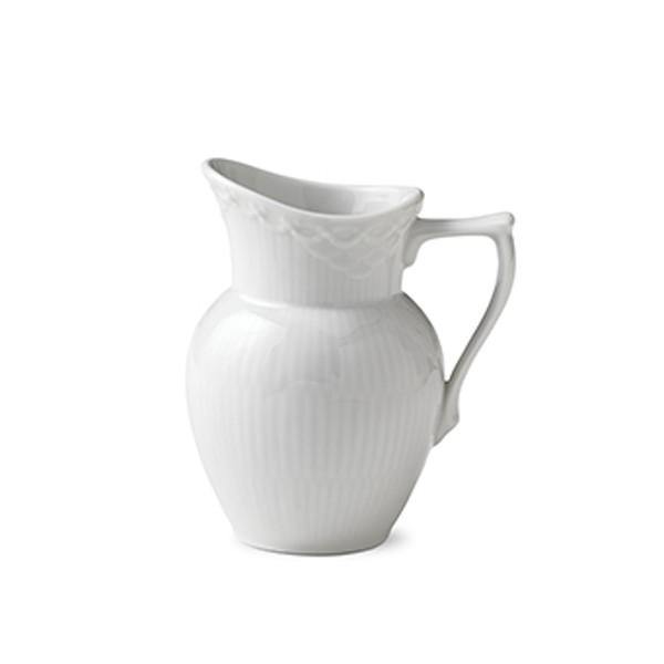 Royal Copenhagen Hvid riflet Halvblonde flødekande - 17 cl. - Bahne